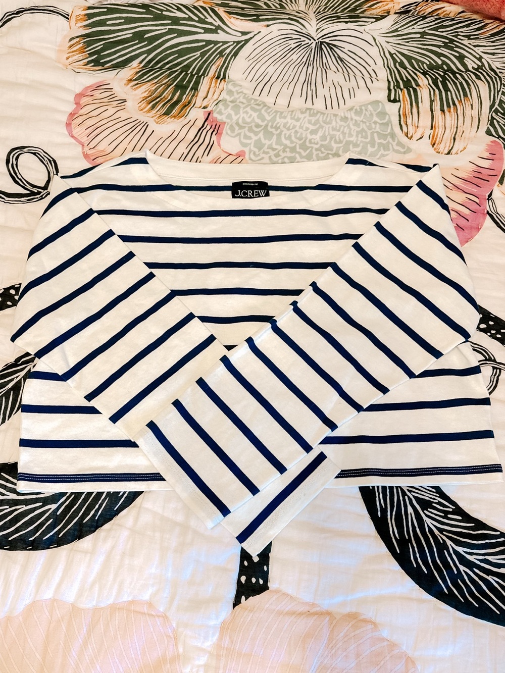 J. Crew Crop Striped Long Sleeve Tee